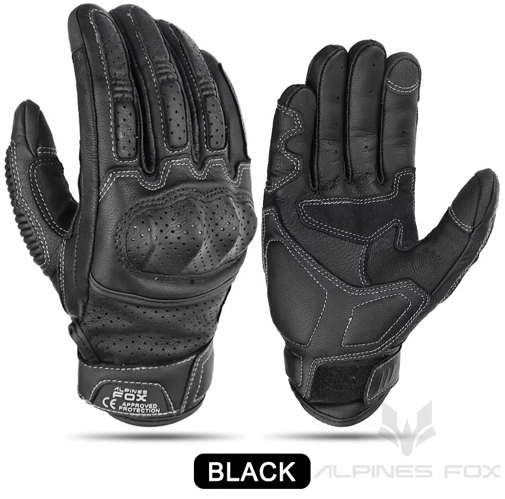 Alpines Fox AFG-13 Black Perforowane skórzane rękawice motocyklowe roz.XL