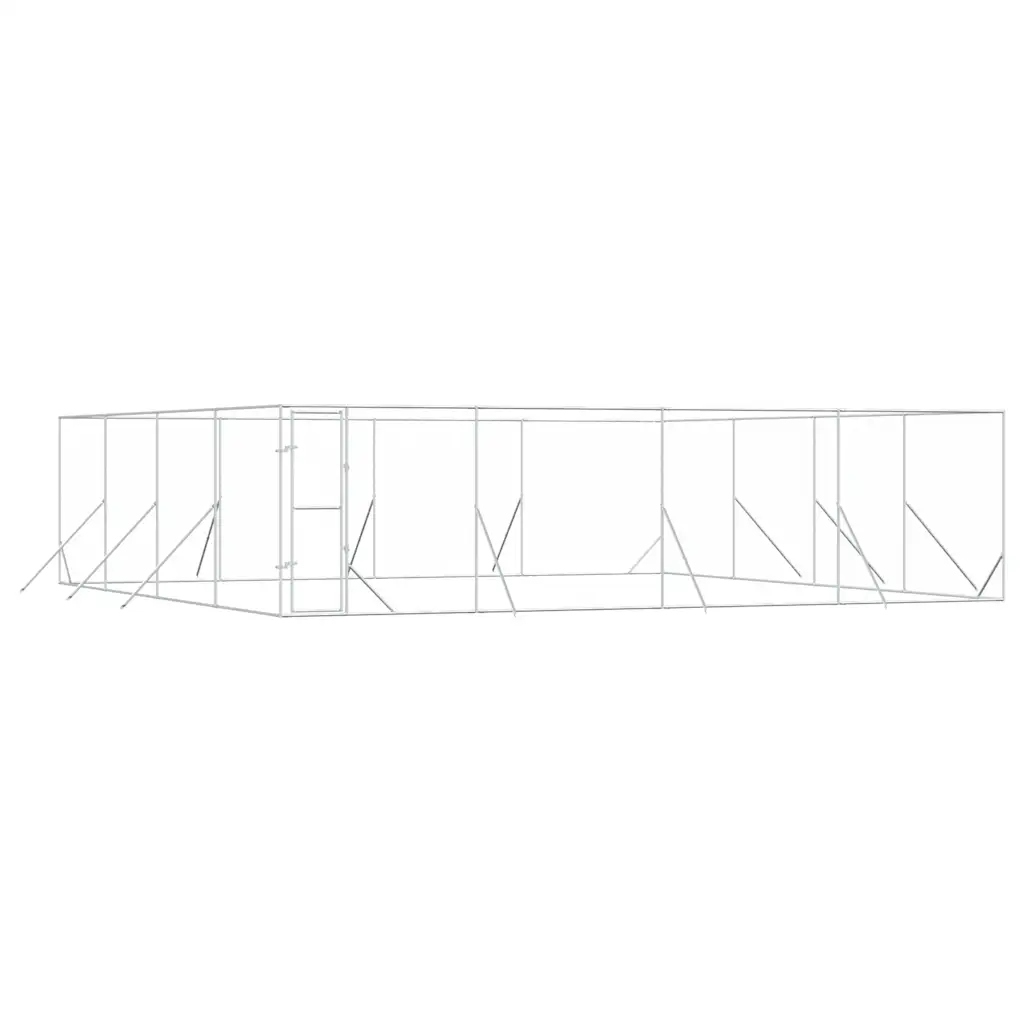 Levně Venkovní psí kotec stříbrný 8 x 8 x 2 m pozinkovaná ocel