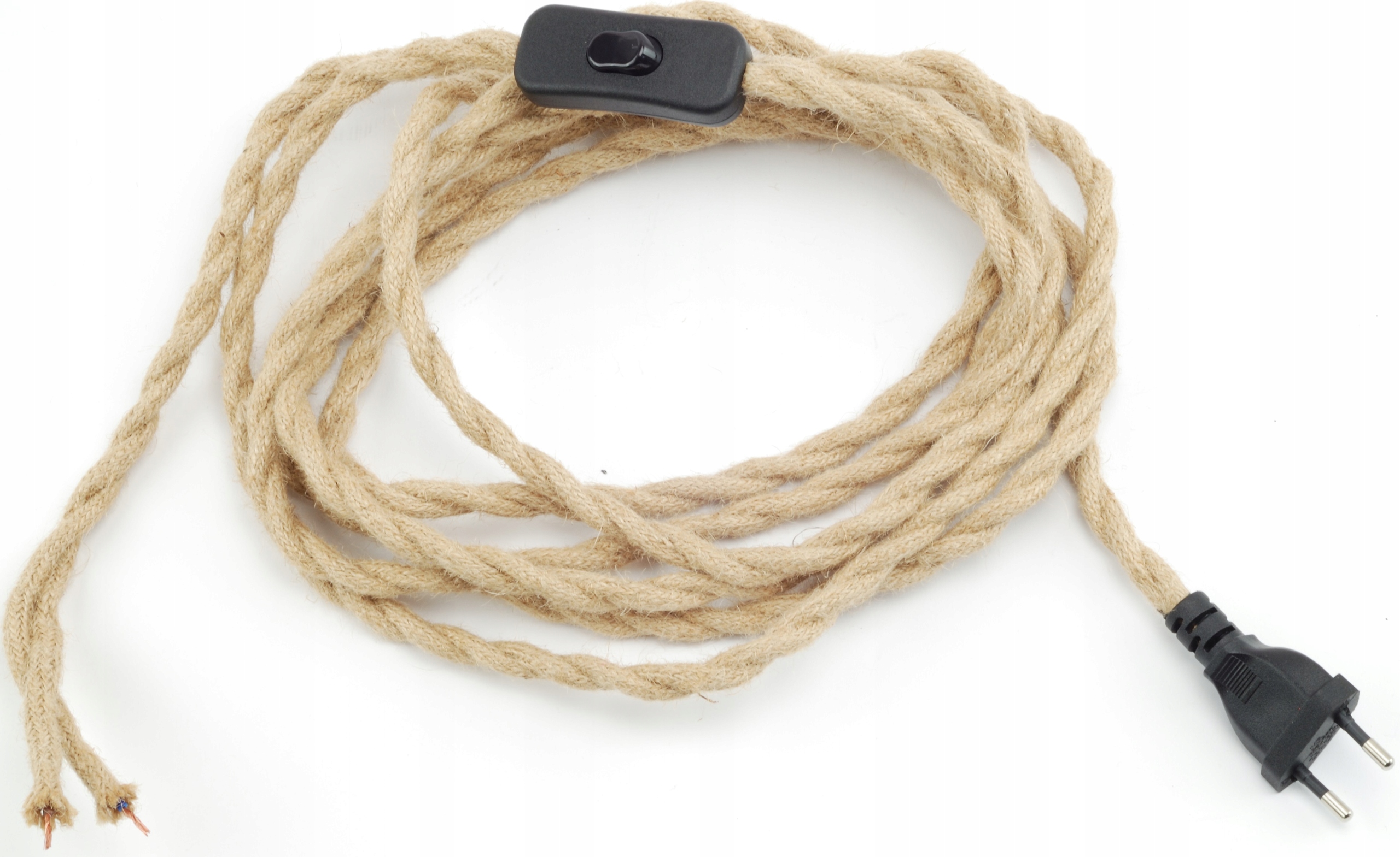 

kabel jutowy w oplocie z wtyczką i przełącznikiem