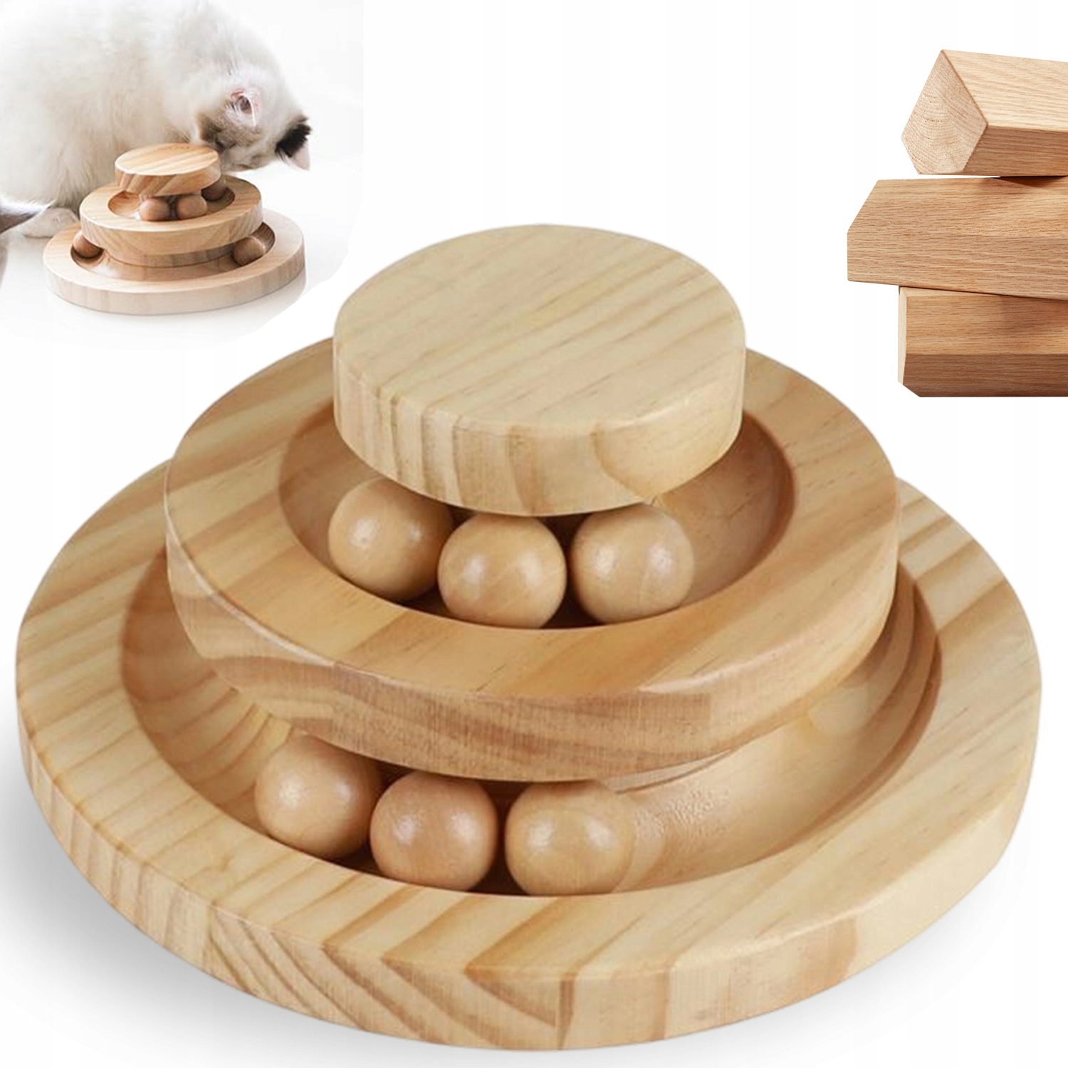 Levně Hračka Se 2 Úrovněmi Kolejí S Kuličkami Pro Samostatnou Zábavu Koček