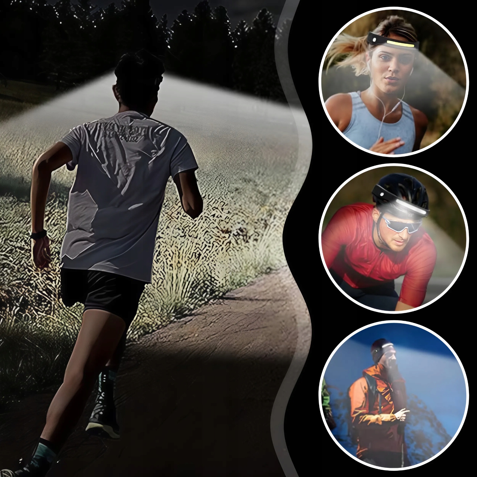 MOCNA LATARKA CZOŁOWA LED REFLEKTOR NA GŁOWĘ COB CZOŁÓWKA AKUMLATOR USB Liczba trybów 5