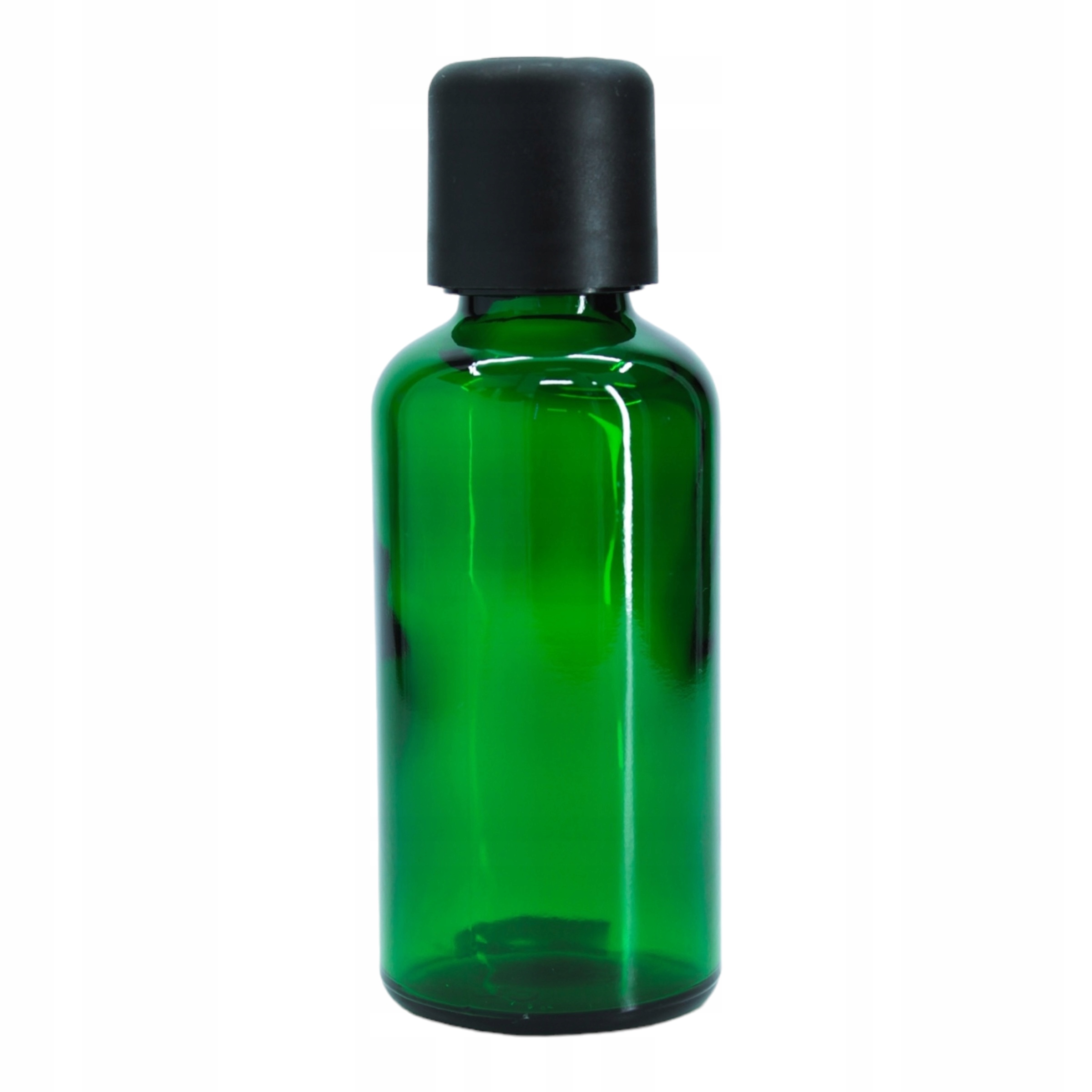 Butelka szklana 50 ml zielona z nakrętką bezpieczną czarną