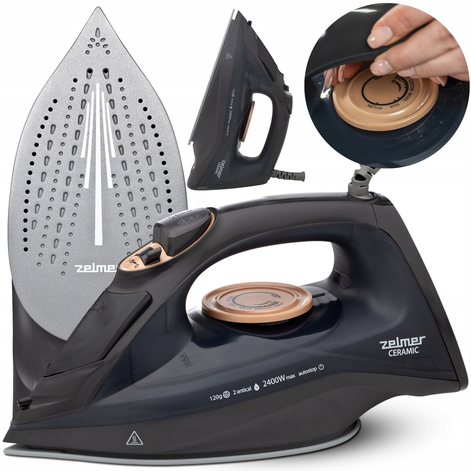 Zelmer Żelazko Parowe Parownica Ubrań Samoczyszczące Ceramiczne 2400W-Zdjęcie-0