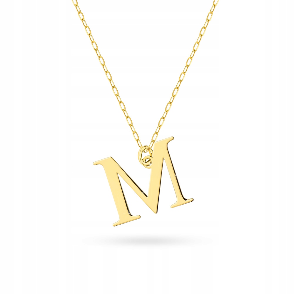 Pozlacený Stříbrný Náhrdelník ryzost 925 Řetízek a Přívěsek Velké Písmeno M