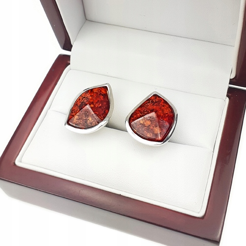 Stříbrné manžetové knoflíčky z originálního Jantarového Stříbro ag925 velké Masivní