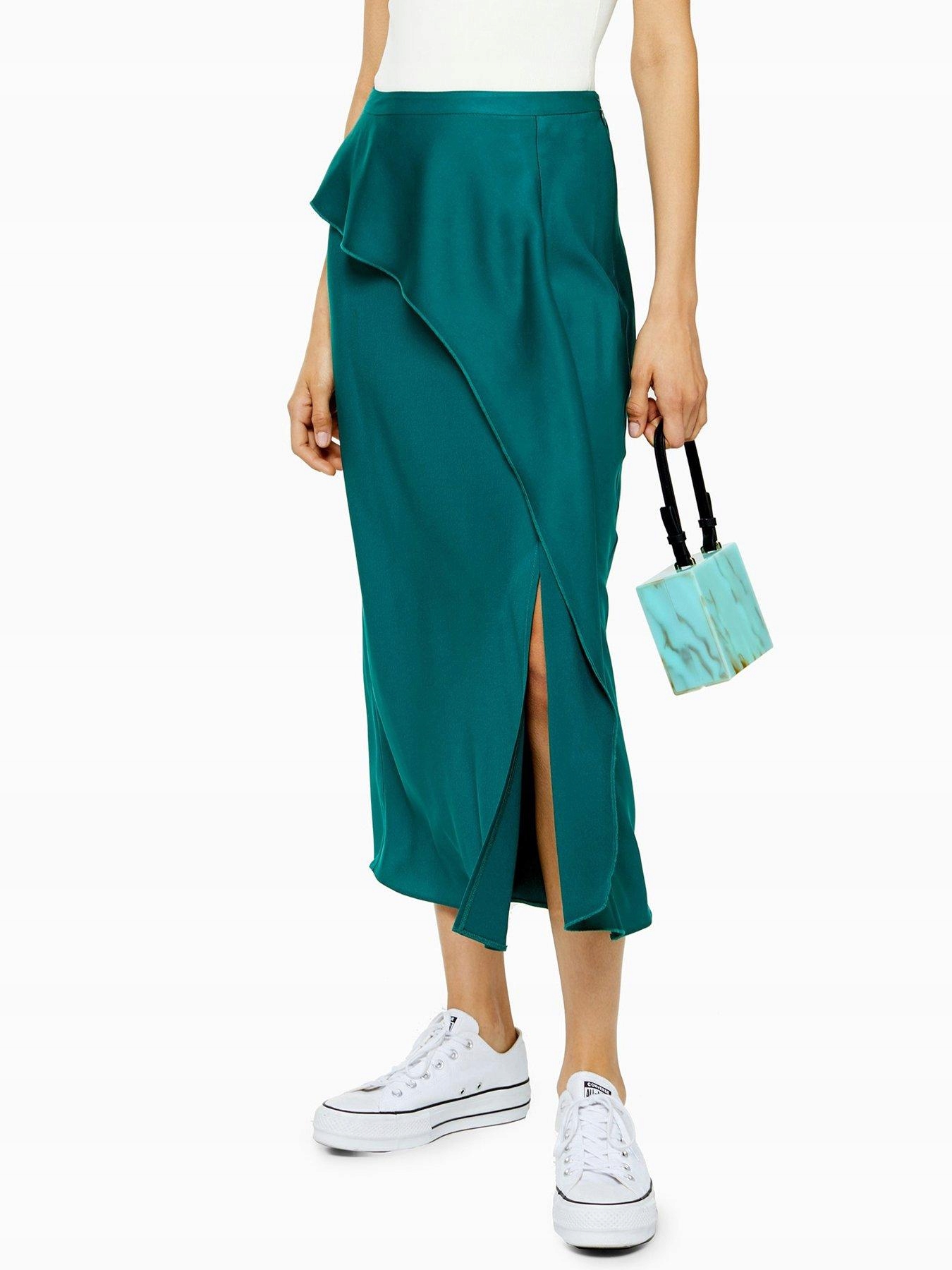 

Topshop Spódnica Z Rozcięciem Butelkowa ZIELEŃ__38