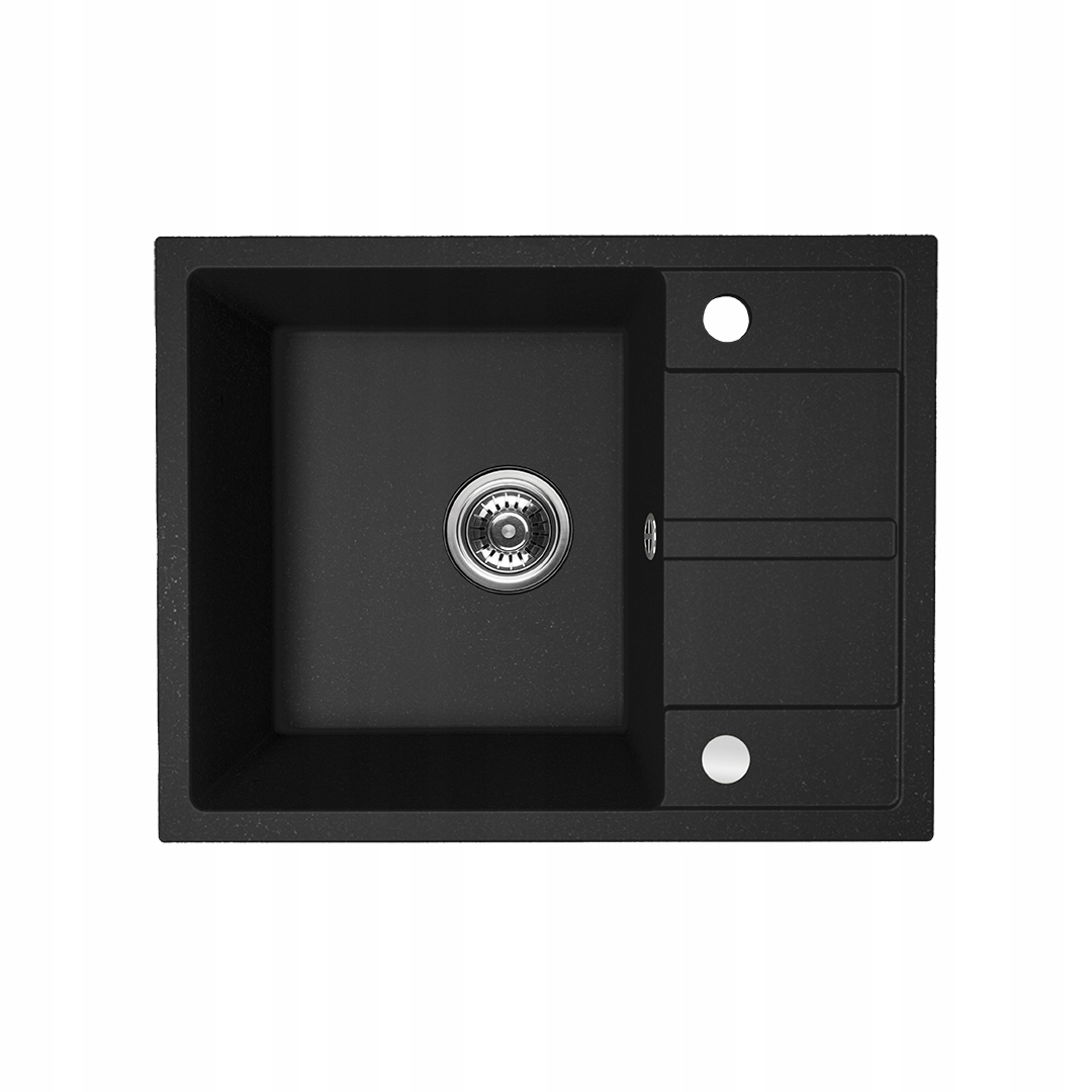 1-komorový dřez s odkapávačem Viti Granitový, černý