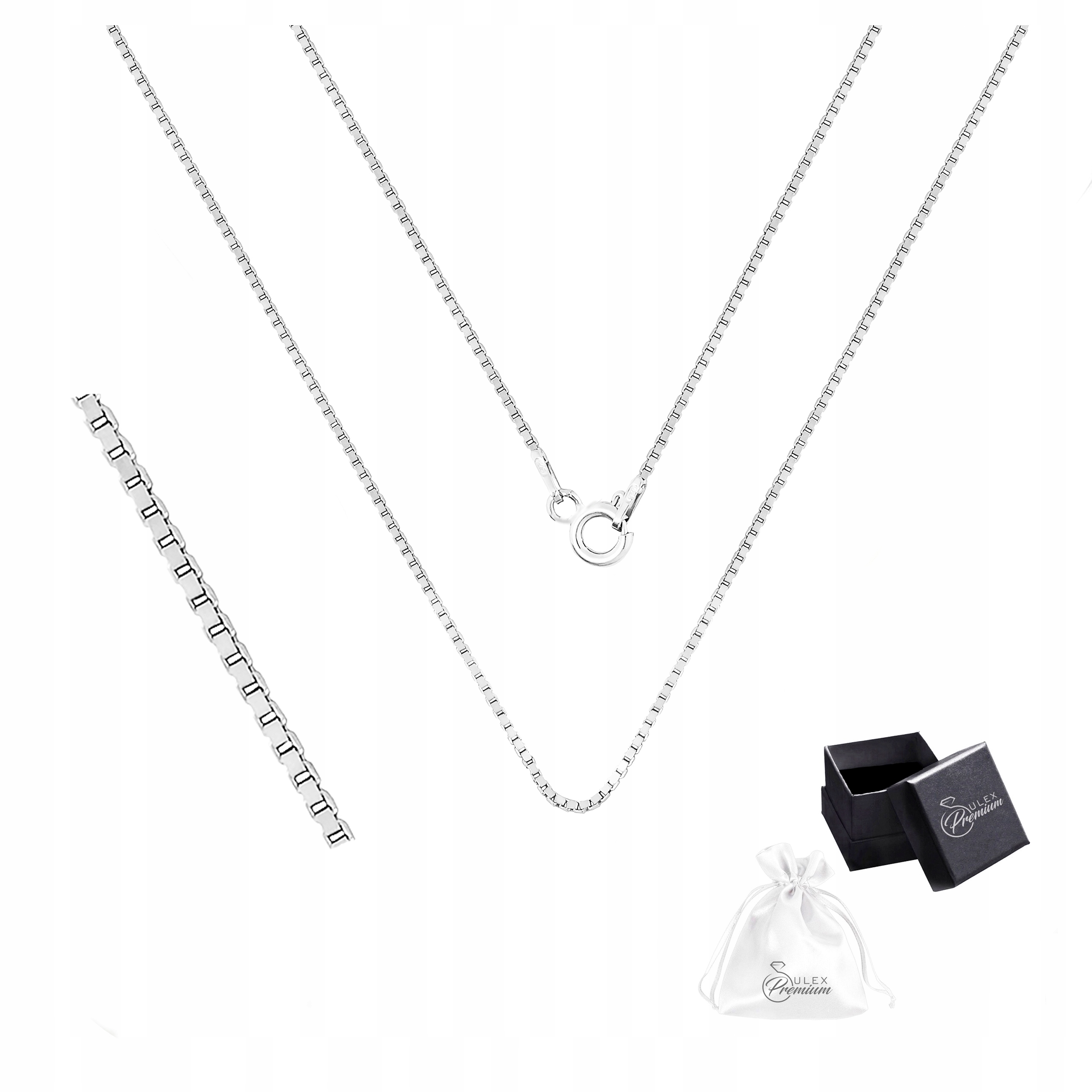 Stříbrný Řetízek ryzost 925 Dámský Splétaný Kostka Benátská 50 cm x 1 mm