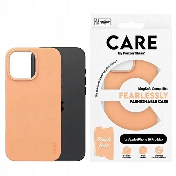 Etui Care PanzerGlass Fashion Case MagSafe iPhone 16 Pro Max pomarańczowe