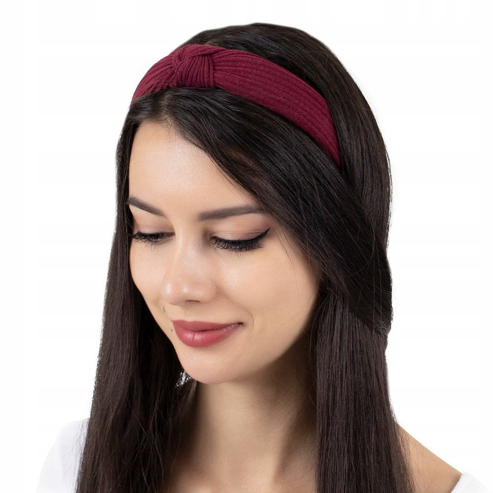 

Opaska Do Włosów bordowa Węzeł szeroka Turban