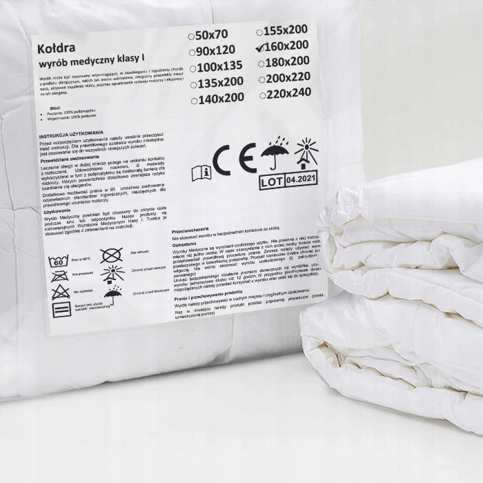 KOŁDRA CAŁOROCZNA 160x200 cm + 2 PODUSZKI 70x80 cm Wyrób medyczny nie