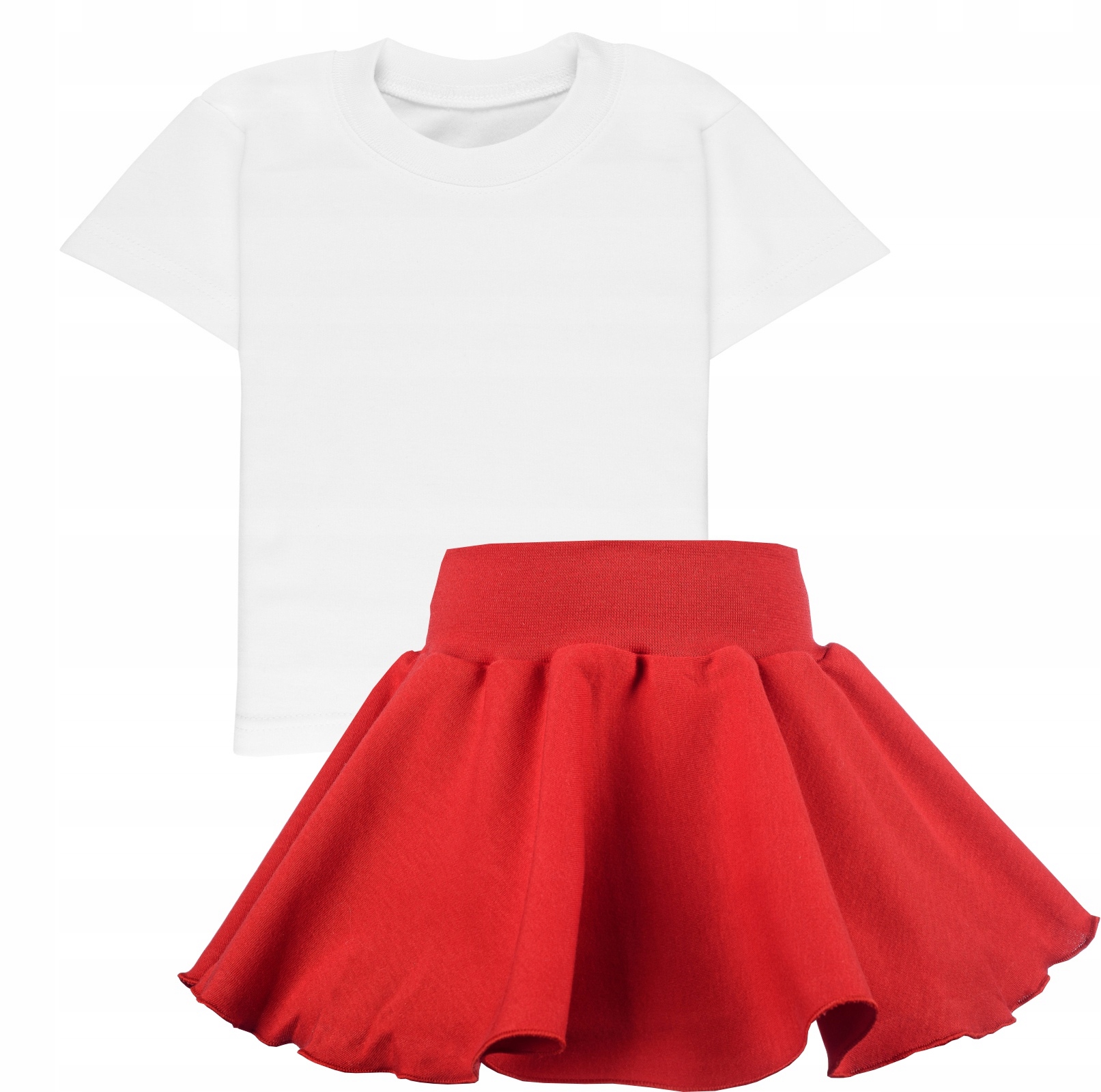 

Komplet biała koszulka czerwona spódniczka 122/128