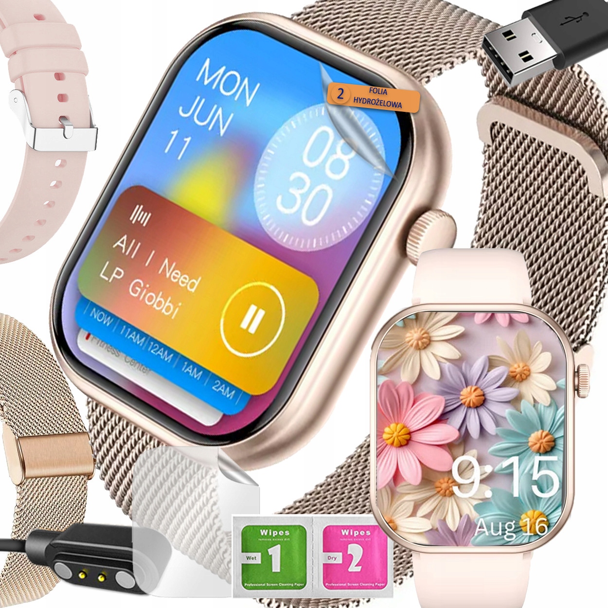 Chytré Hodinky Hodinky Polské Menu Hovory Smart Watch Gt Dámské 2 Řemínky