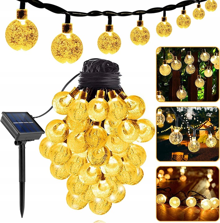 

Lampki Ogrodowe Solarne Girlanda 50LED, 9m Ciepłe