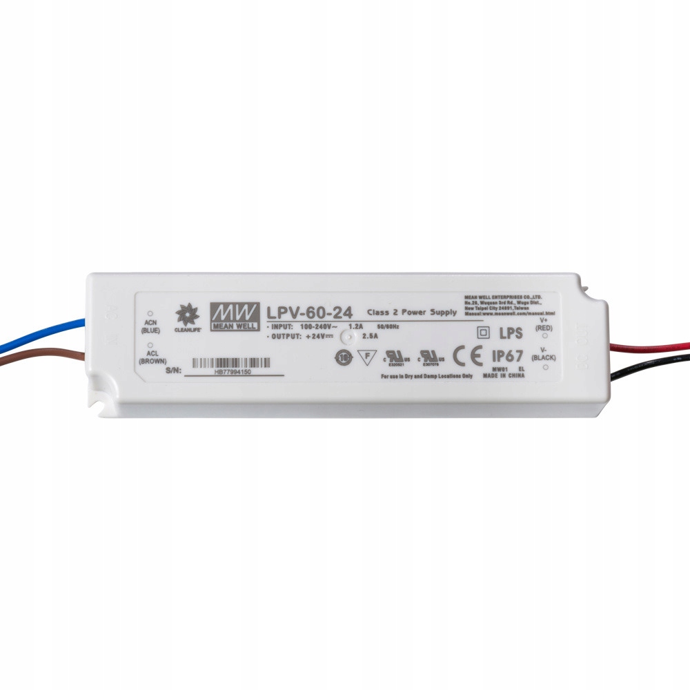 

Zasilacz Led 24V 2,5A 60W Mean Well LPV-60-24