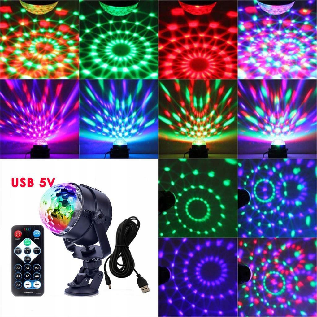 LED Party Lights Rechargeable USB Powered Rem Marka bez marki