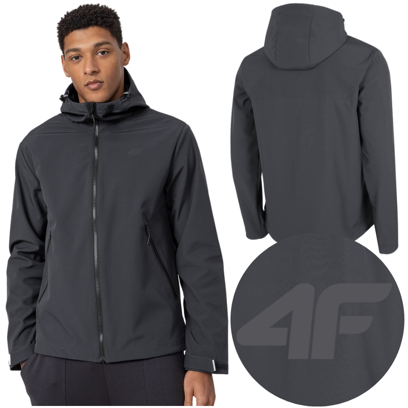 Kurtka Męska Softshell 4F Wodoodporna Wiatrówka Z Kapturem