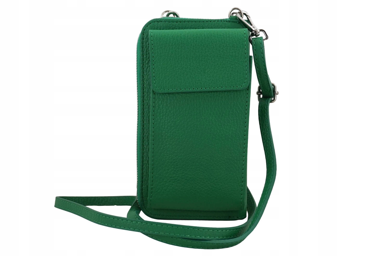 Peněženka pouzdro na telefon z přírodní kůže – světle zelená
