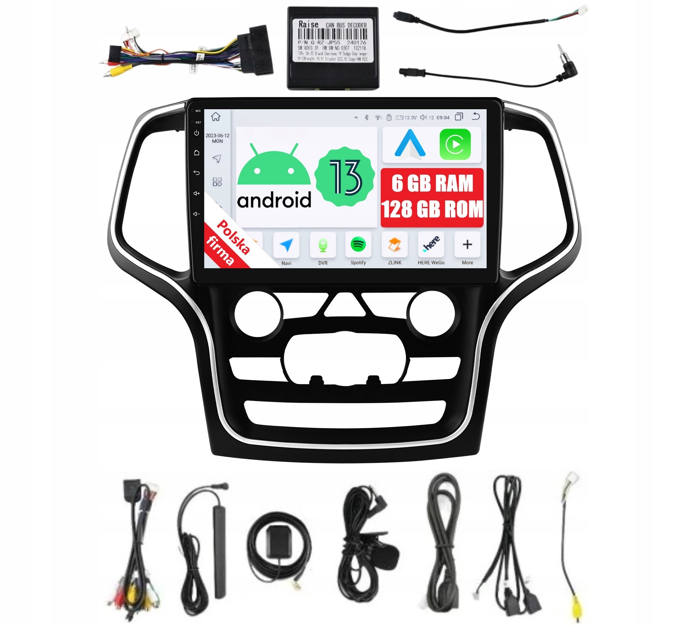 Rádio Navigace Android Jeep Grand Cherokee WK2 6/128 Gb Dsp Carplay Lte