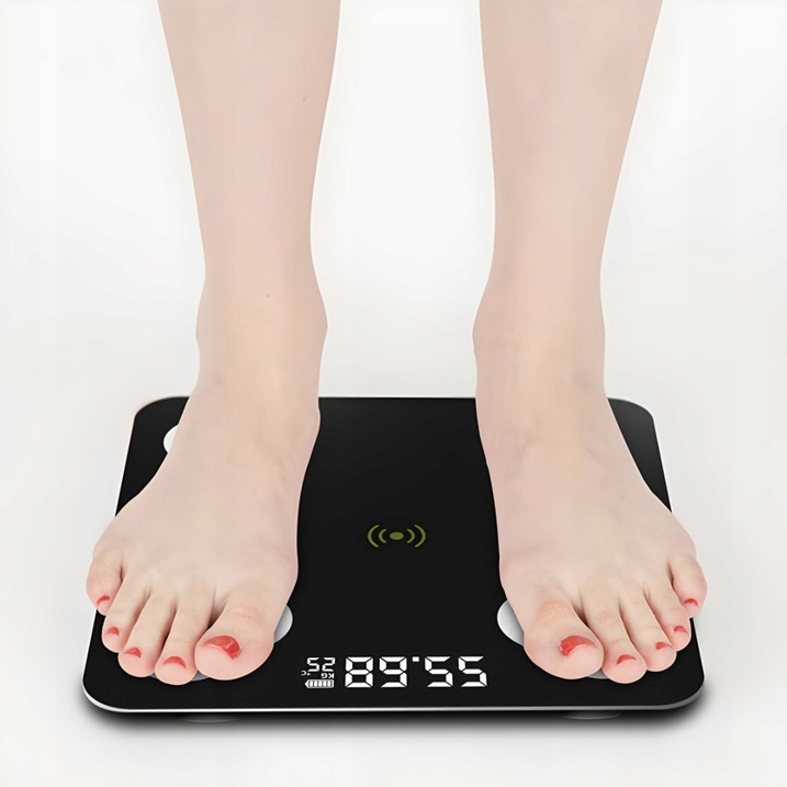 WAGA ŁAZIENKOWA ELEKTRONICZNA ANALITYCZNA BLUETOOTH DOKŁADNA SMART 25W1 Materiał platformy szkło