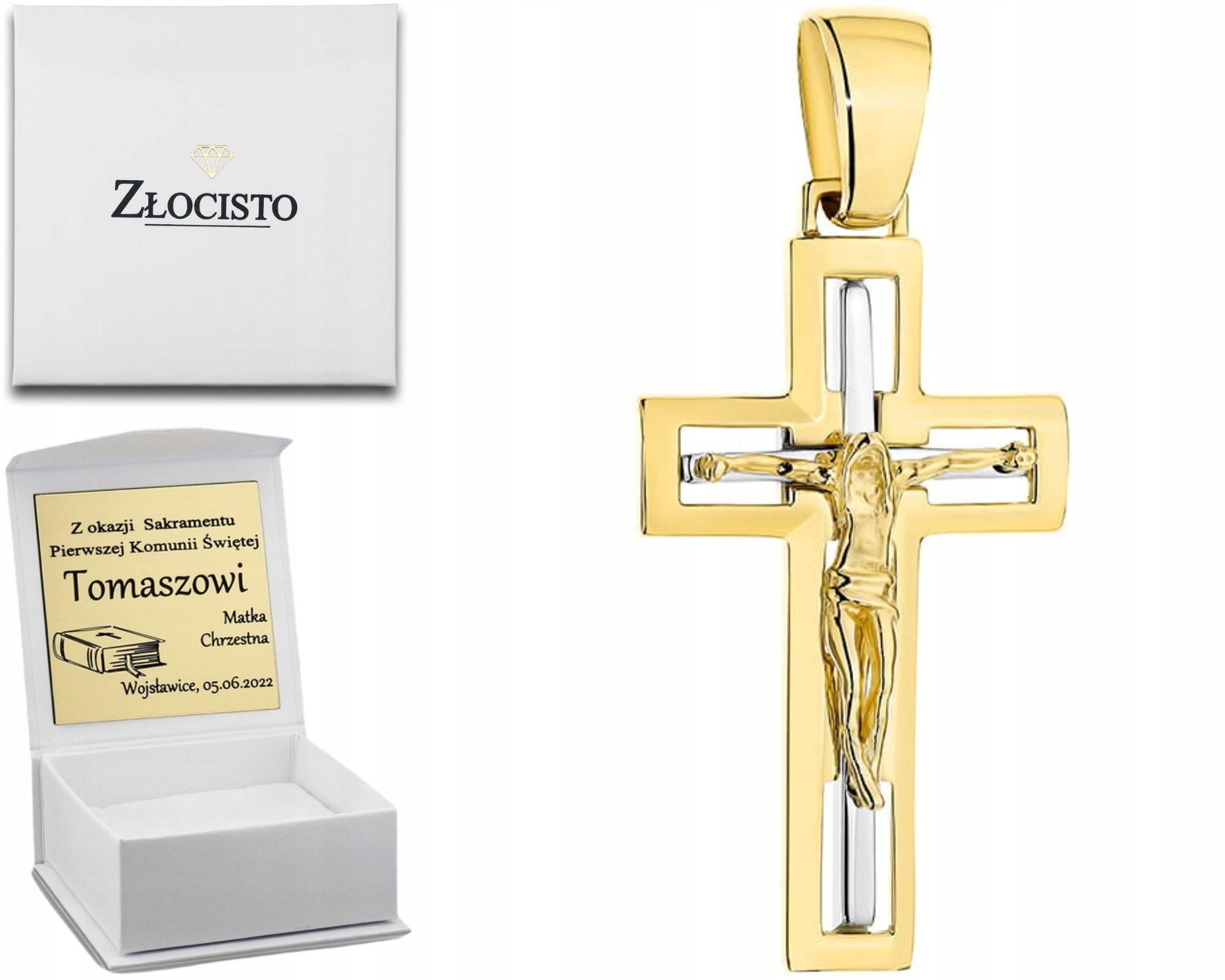 Zlatý Velký Kříž S Ukřižovaným Ježíšem, Zlato 585 14K