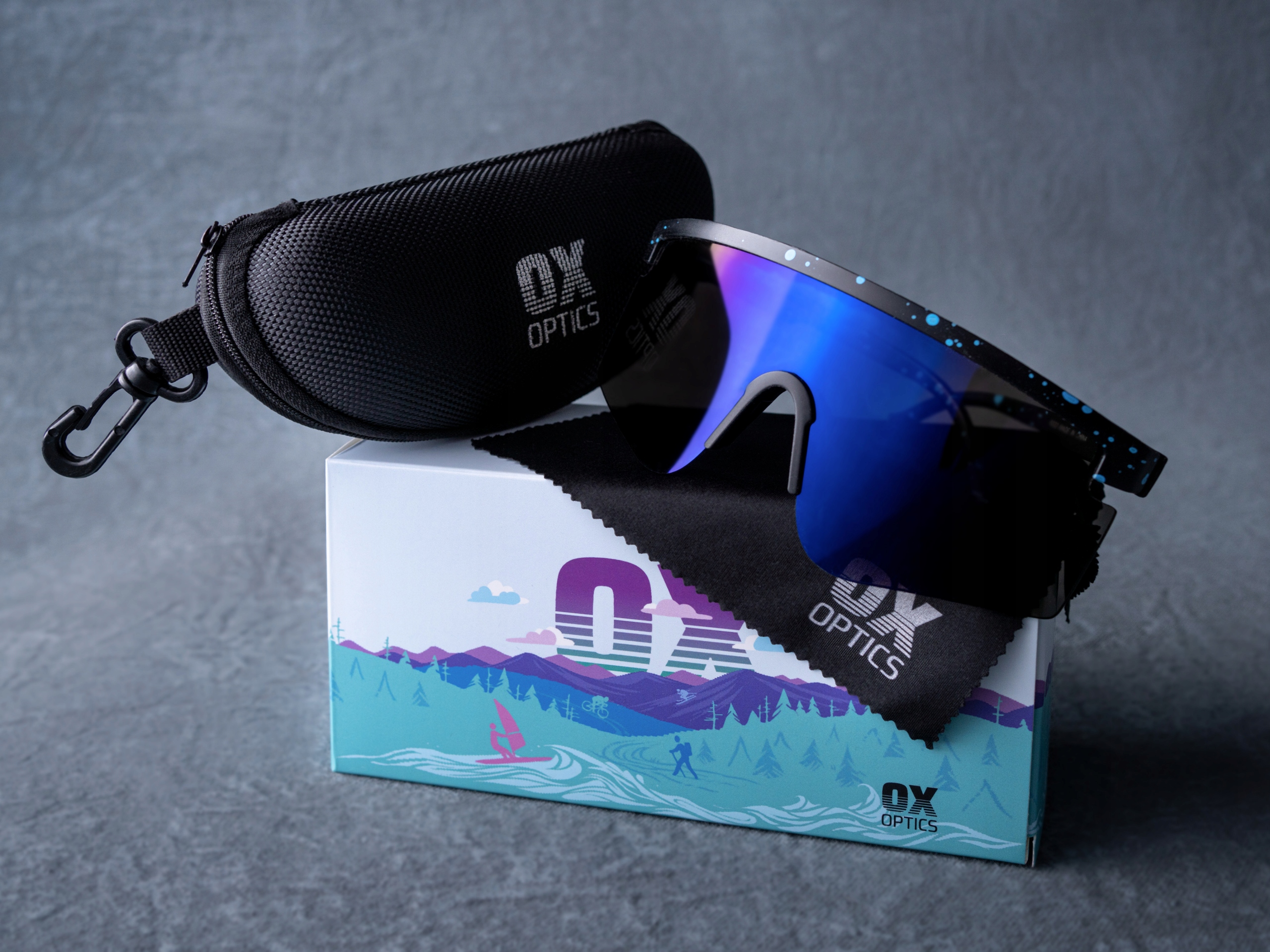 SPORTOWE OKULARY PRZECIWSŁONECZNE OX OPTICS VELOX WHITE BLUE LUSTRZANE TR90 Marka Inna marka