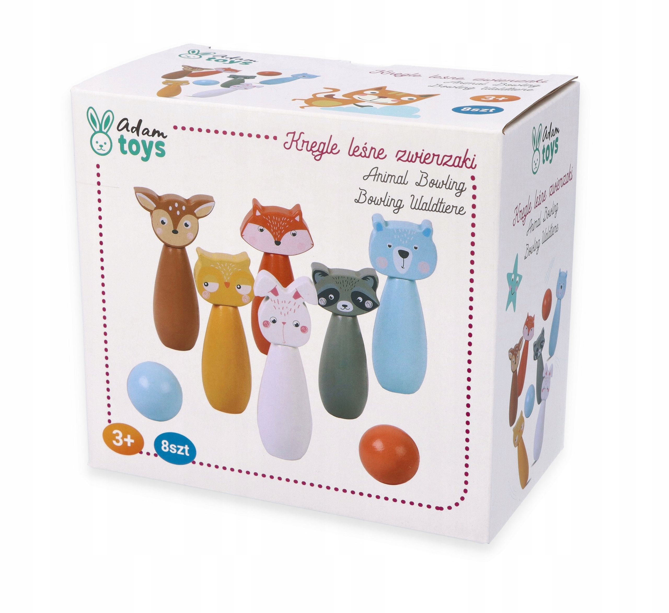 ZABAWKI DLA DZIECI 3+ DREWNIANE KRĘGLE ZWIERZĘTA LEŚNE GRA ZRĘCZNOŚCIOWA