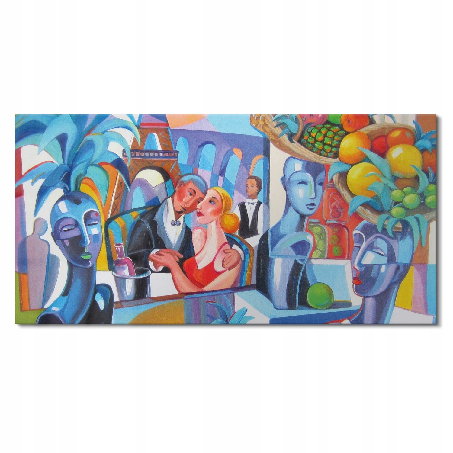 Sklenené foto do kúpeľne Ovocie Paríž láska 120x60