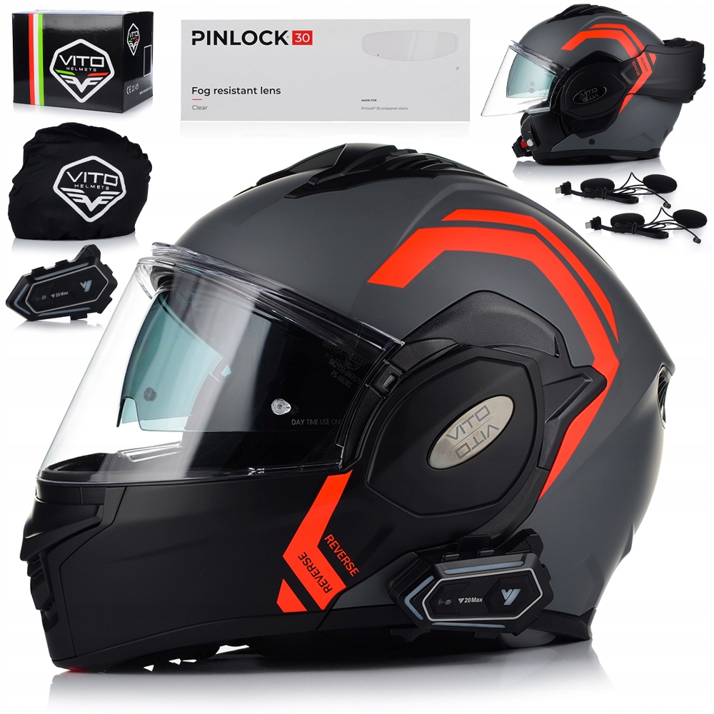 Motocyklová Prilba S Čeľusťami| Vito Reverse Interkom Pinlock Clona