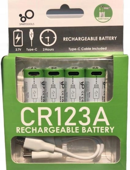 Wielokrotne baterie paluszki akumulatorki CR123A type-c ładowane kablem