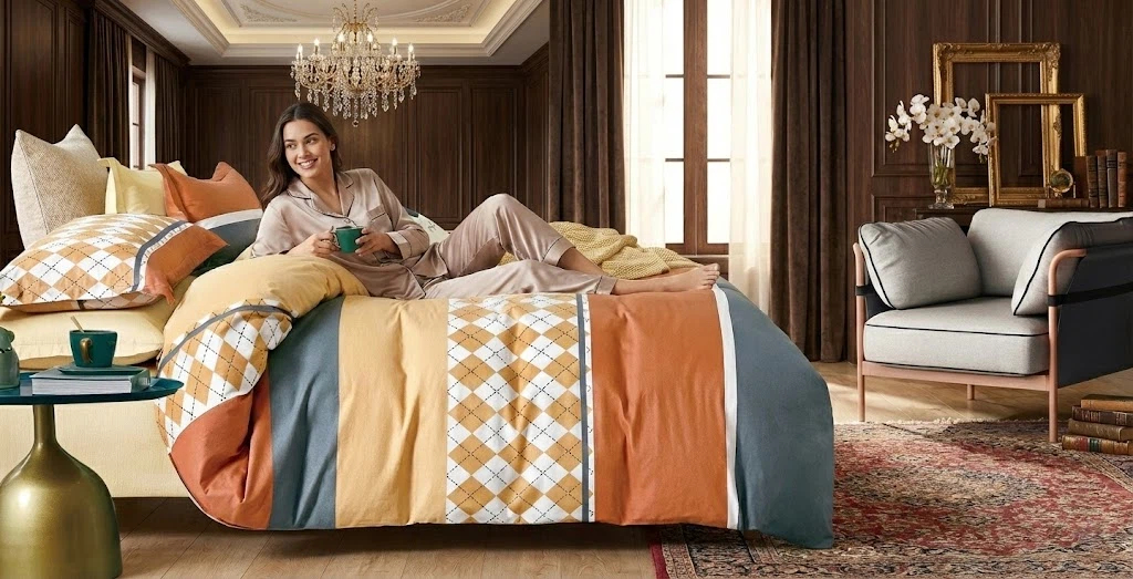 3dílná sada teplých povlečení na peřinu Argyle Patchwork 100% bavlna do ložnice 160×200