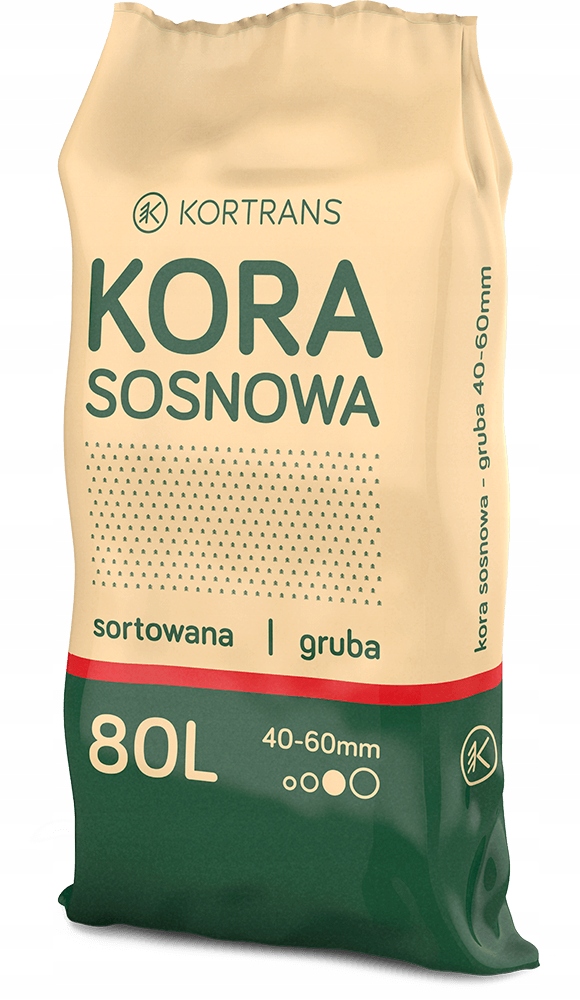 Kora sosnowa 80l GRUBA 40-60mm SORTOWANA Paleta 36 szt