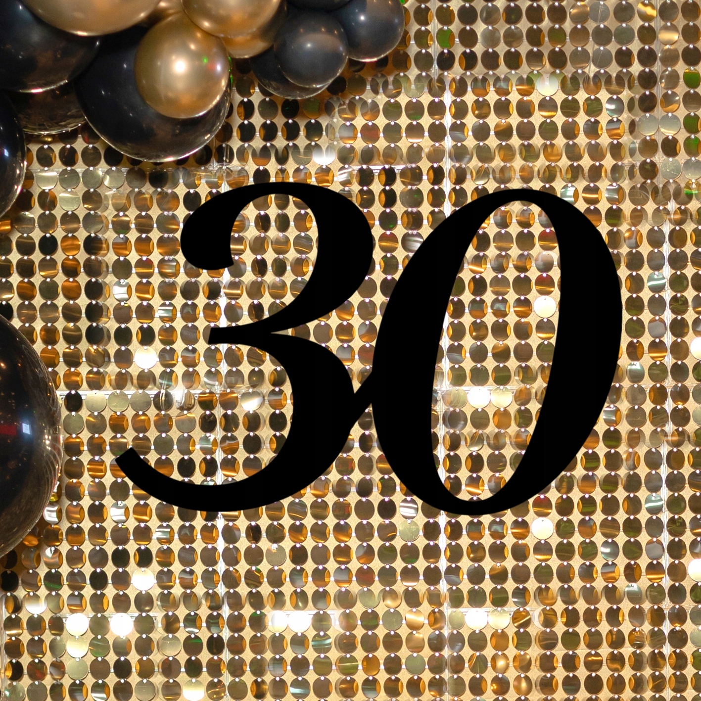 Velká černá 30 nápis na zeď, narozeninová dekorace pro třicítku plexiskla