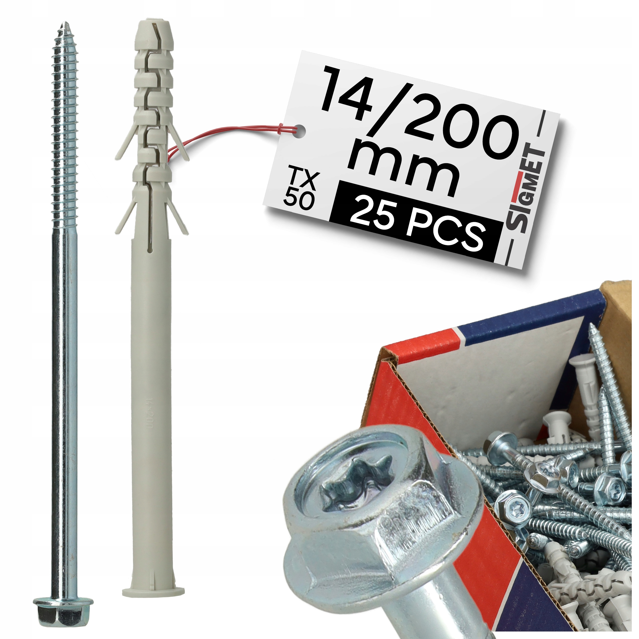 Fasádne rámové dýzy 14/200 pre otvorové murivo, skrutka kombi 25 kusov