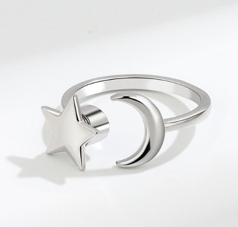 PIERŚCIONEK ANTYSTRESOWY FIDGET RING OBRACANY GWIAZDKA KSIĘŻYC PREZENT LOVE Rozmiar/Średnica wew. (mm) regulowany