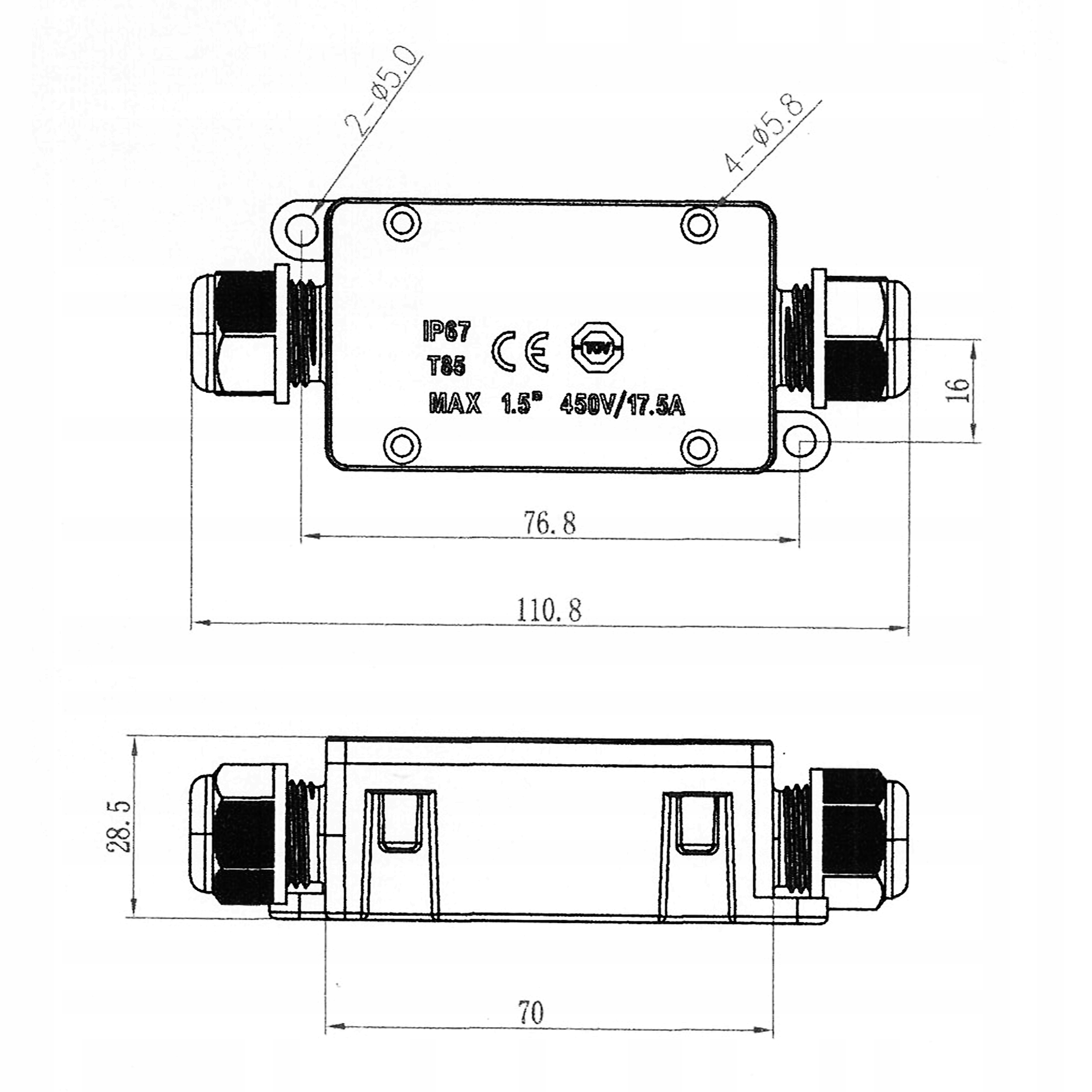 Złącze hermetyczne kablowe do PRZEWODÓW IP67 NAŚWIETLACZY LED Kod producenta 0525