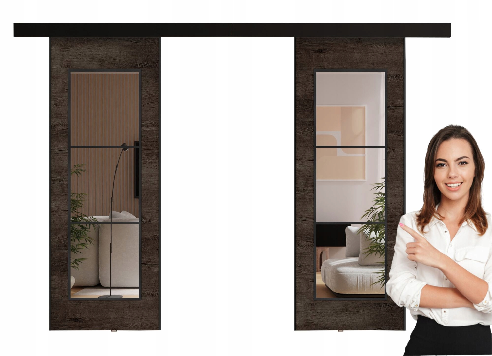 Posuvné nástěnné dveře Flori Duo 192 s maskovacím krytem