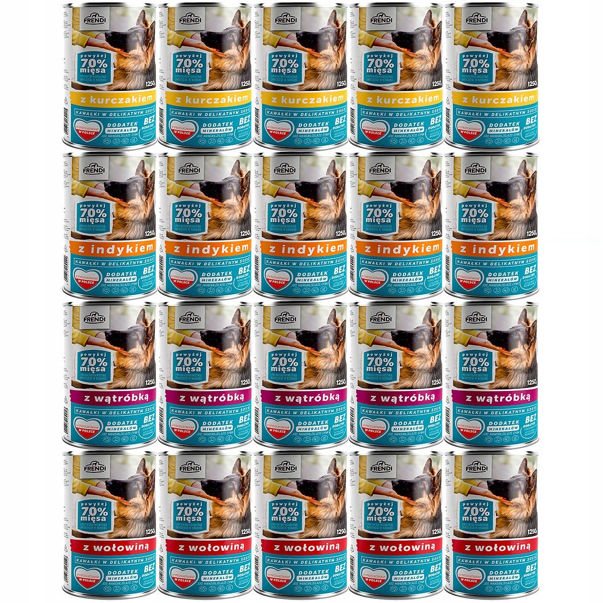 Levně Frendi Dobré Vlhké Krmivo Pro Psa MIX Chutí Velké Plechovky Sada 20 X 1250 g