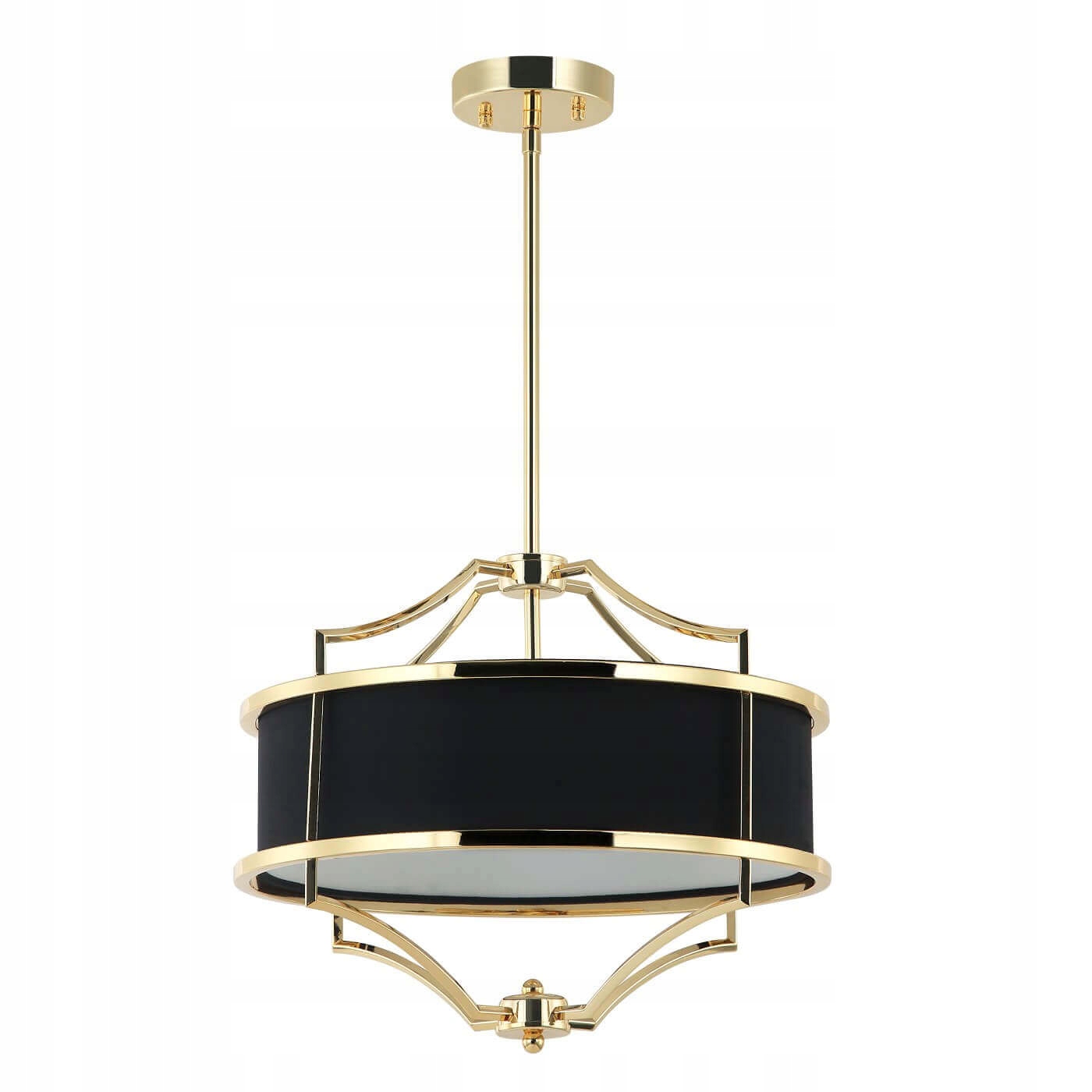 Lampa wisząca czarno złota do salonu hotelu restauracji żyrandol z abażurem