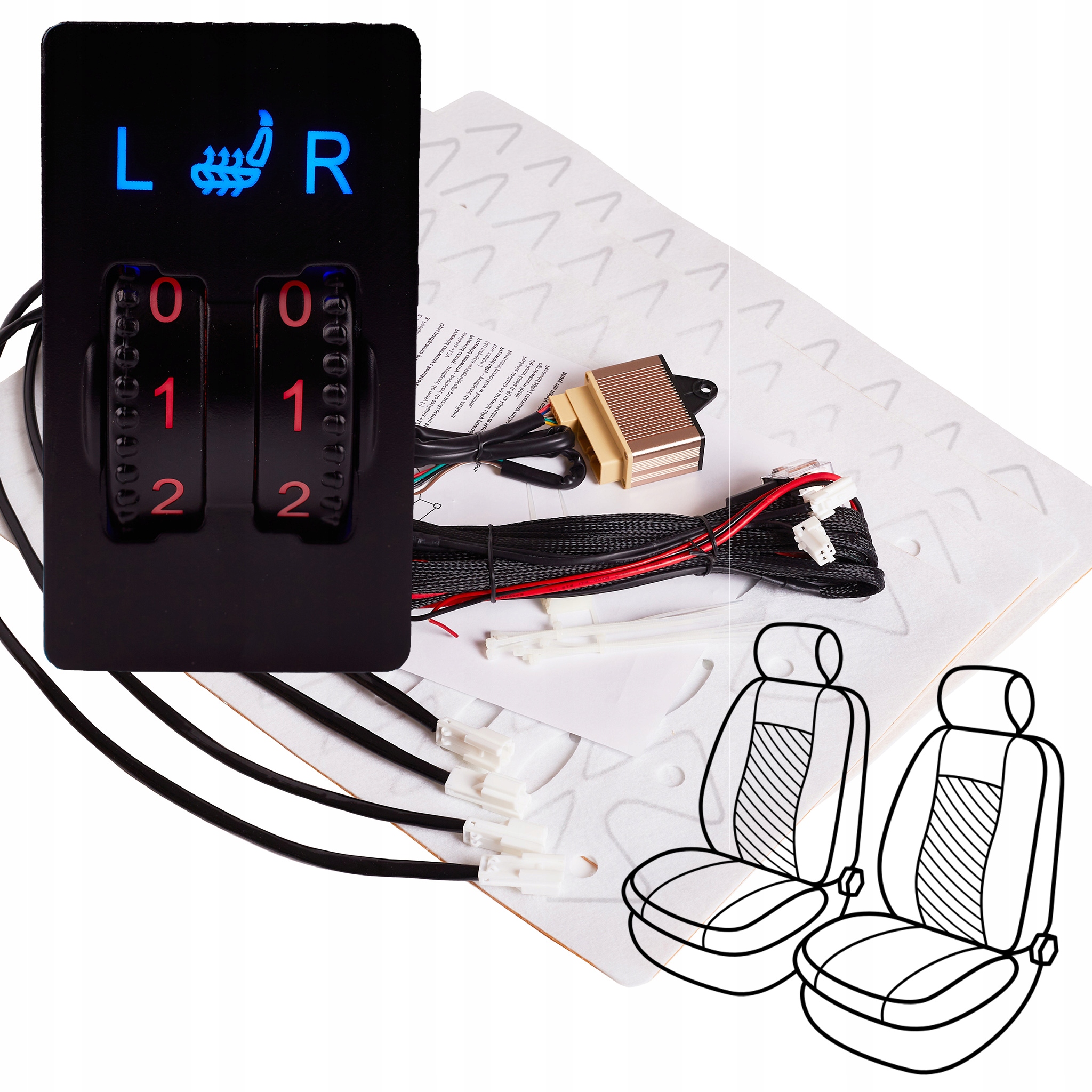 Podgrzewanie foteli MATY grzewcze KOMPLET 12V 120W