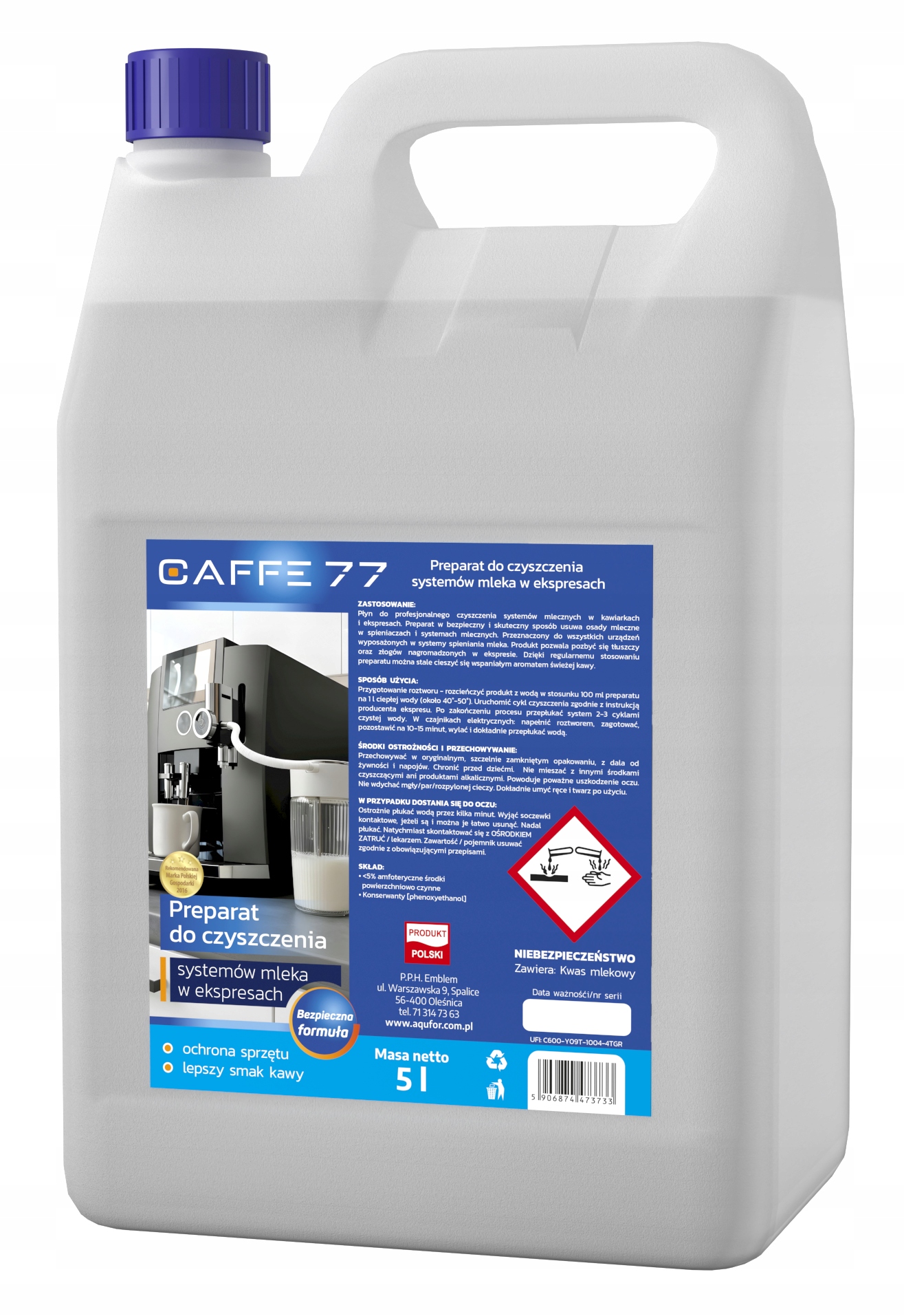 Čisticí prostředek na mléčný systém v kávovaru 5L Caffe77