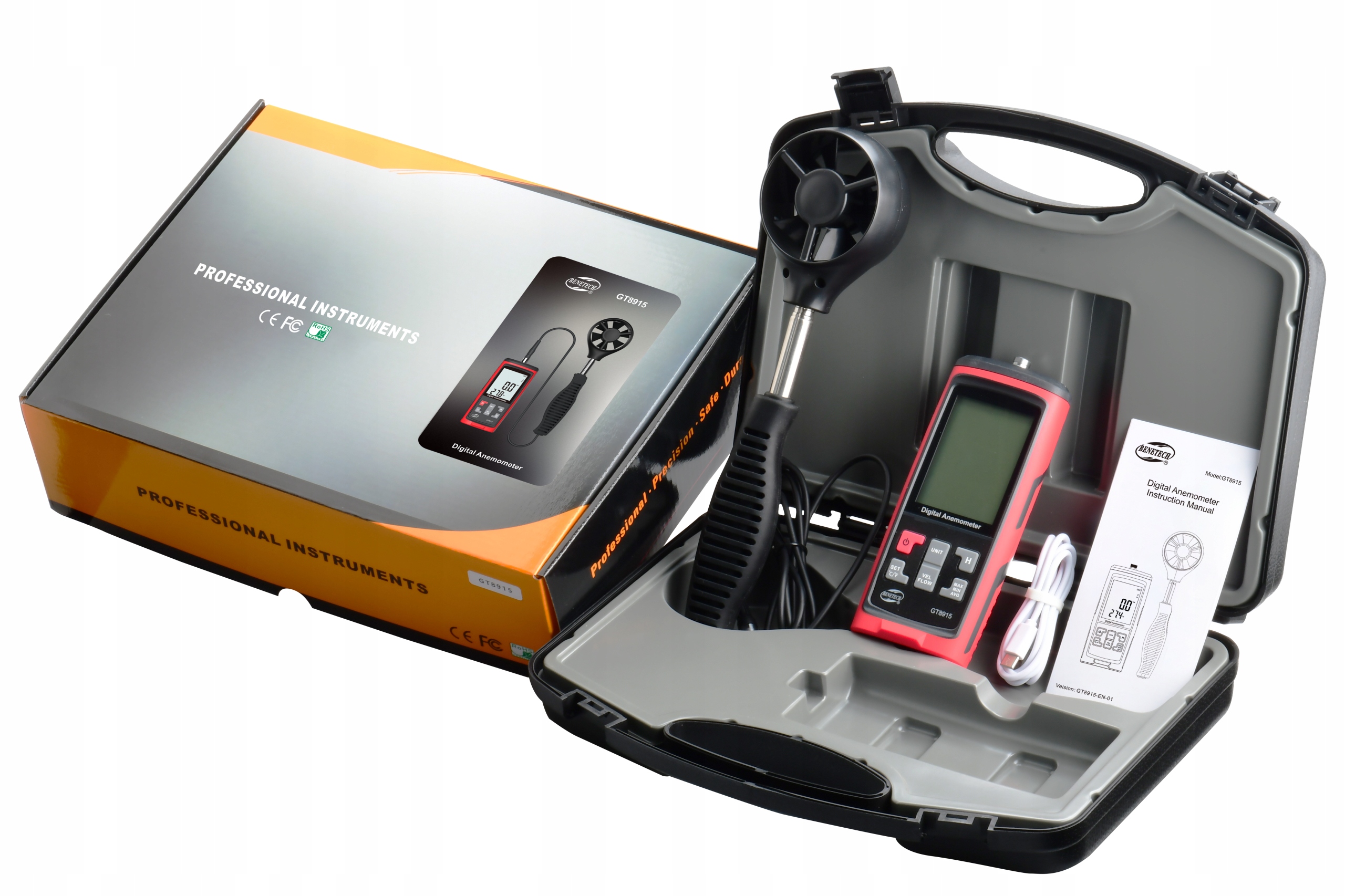 WIATROMIERZ ANEMOMETR MIERNIK WIATRU WILGOTNOŚCI OBJĘTOŚCI PRĘDKOŚCI TEMP. Zawiera baterie tak