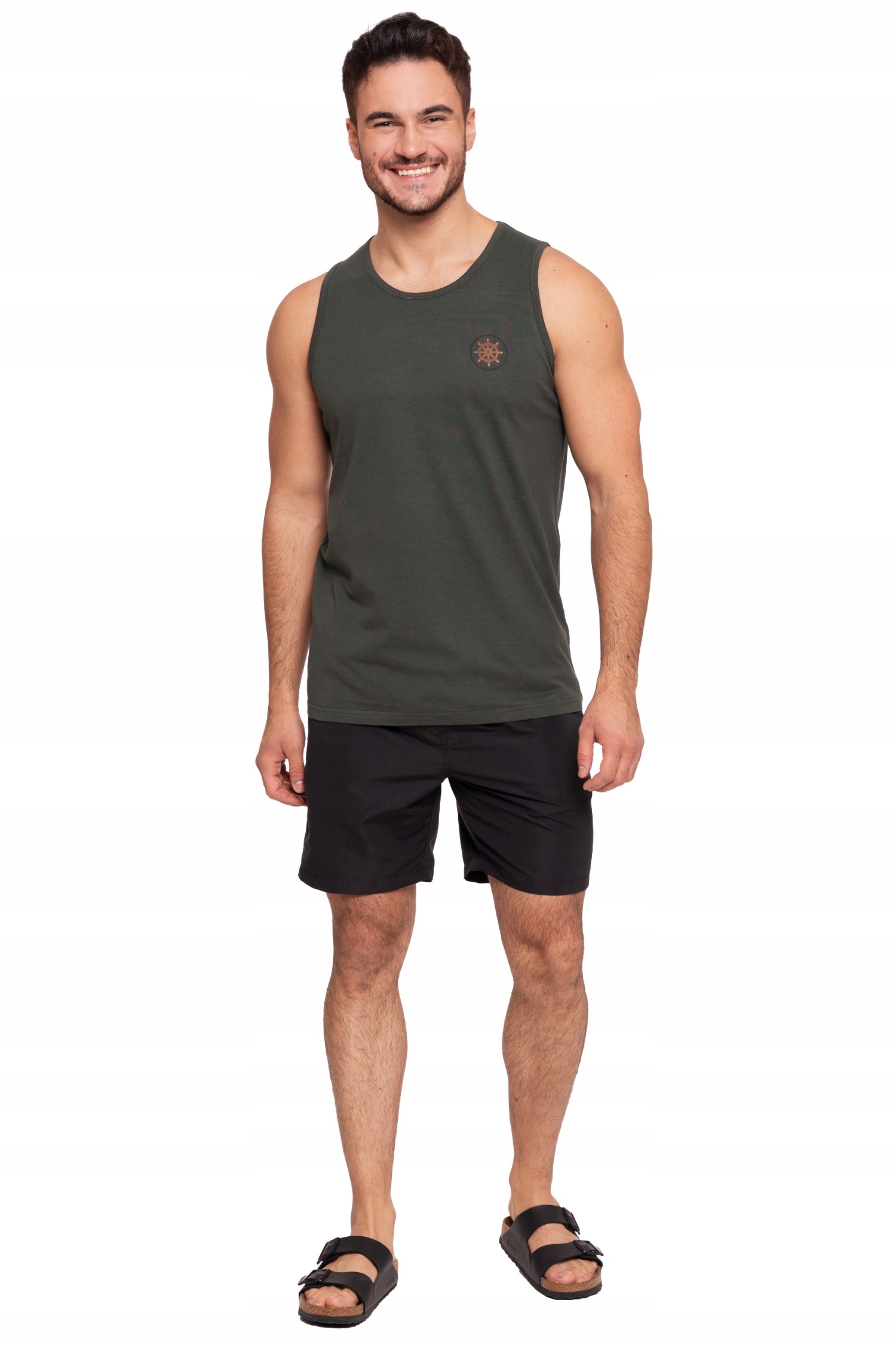 KOSZULKA BEZRĘKAWNIK MĘSKI BAWEŁNIANA LETNIA BEZ RĘKAWÓW TANK TOP MORAJ R.L Odcień khaki