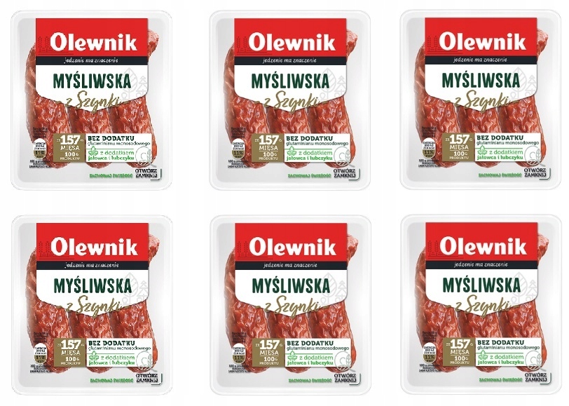 Levně 6 x 180 g Olewnik Myslivecká klobása ze šunky Půlka Kartonu