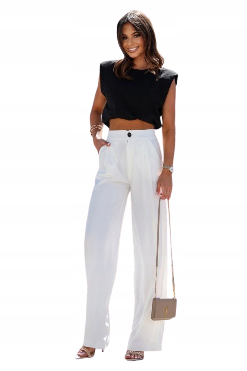 Elegantní Široké Kalhoty Z Polyesteru Bahari Krémové Barvy