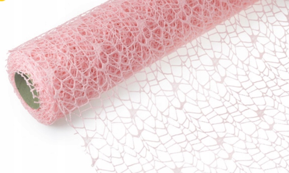 

Siatka dekoracyjna Koronkowa Ślub 50cm/5y Różowa