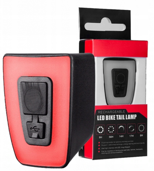 Lampa rowerowa tylna Roxar na sztycę i na kask Usb IPX5 20LM Wodoodporna