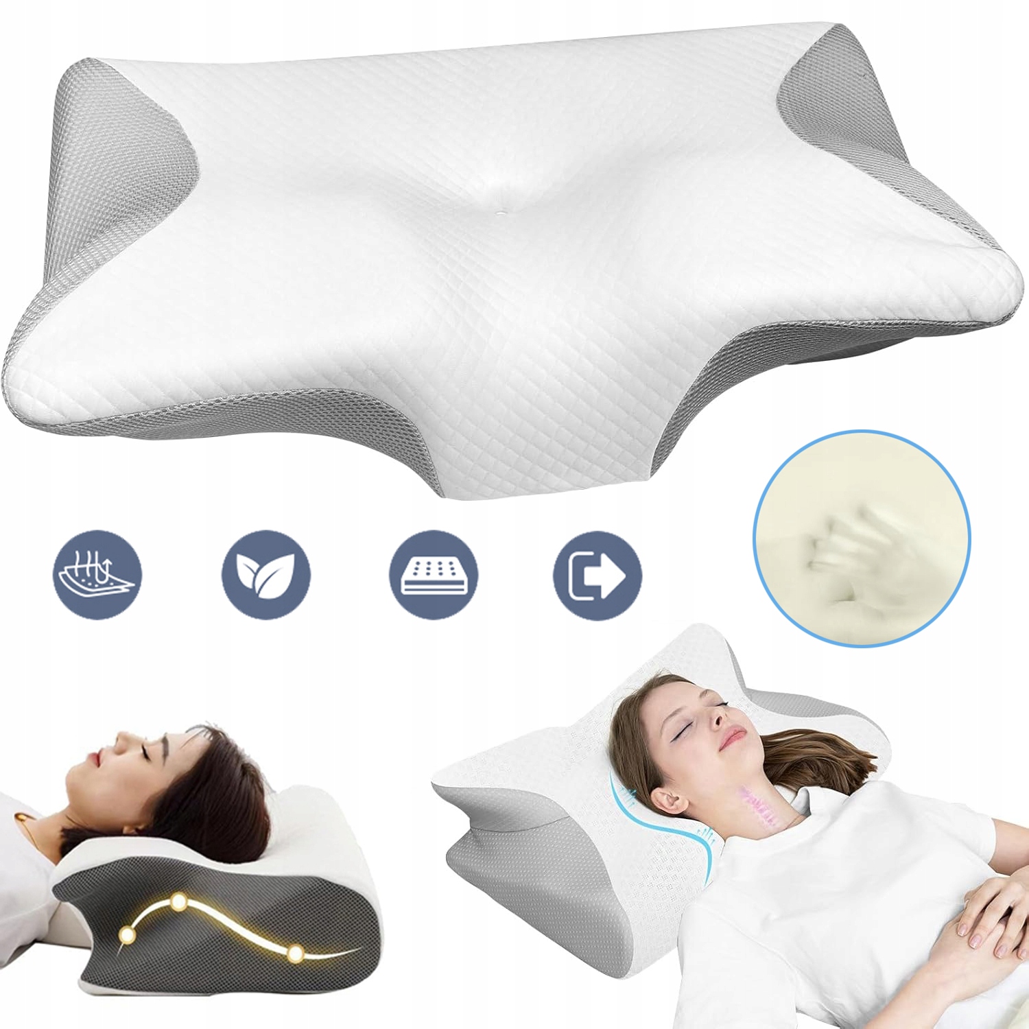 Poduszka Ortopedyczna Ergonomiczna Pianki Memory Profilowana Pod Kark Szyję