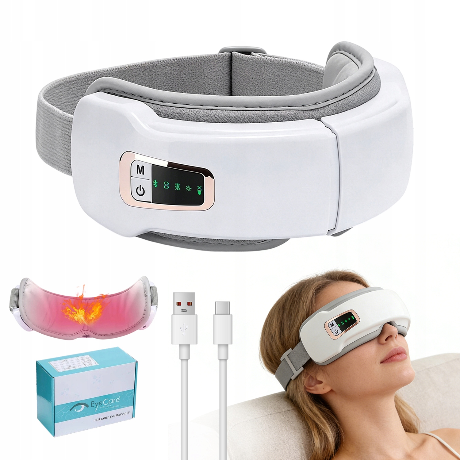 Masážní Přístroj Bezdrátový Horký Obklad, Zklidnění Pro Unavené Oči