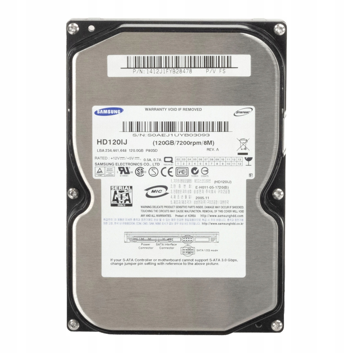 Samsung SpinPoint P80SD 120GB 7.2K 8MB Sata II 3.5'' HD120IJ